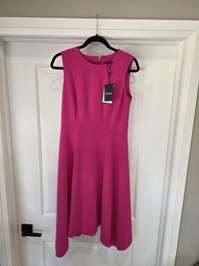 DKNY Sleeveless Midi Dress in Bright Fuchsia